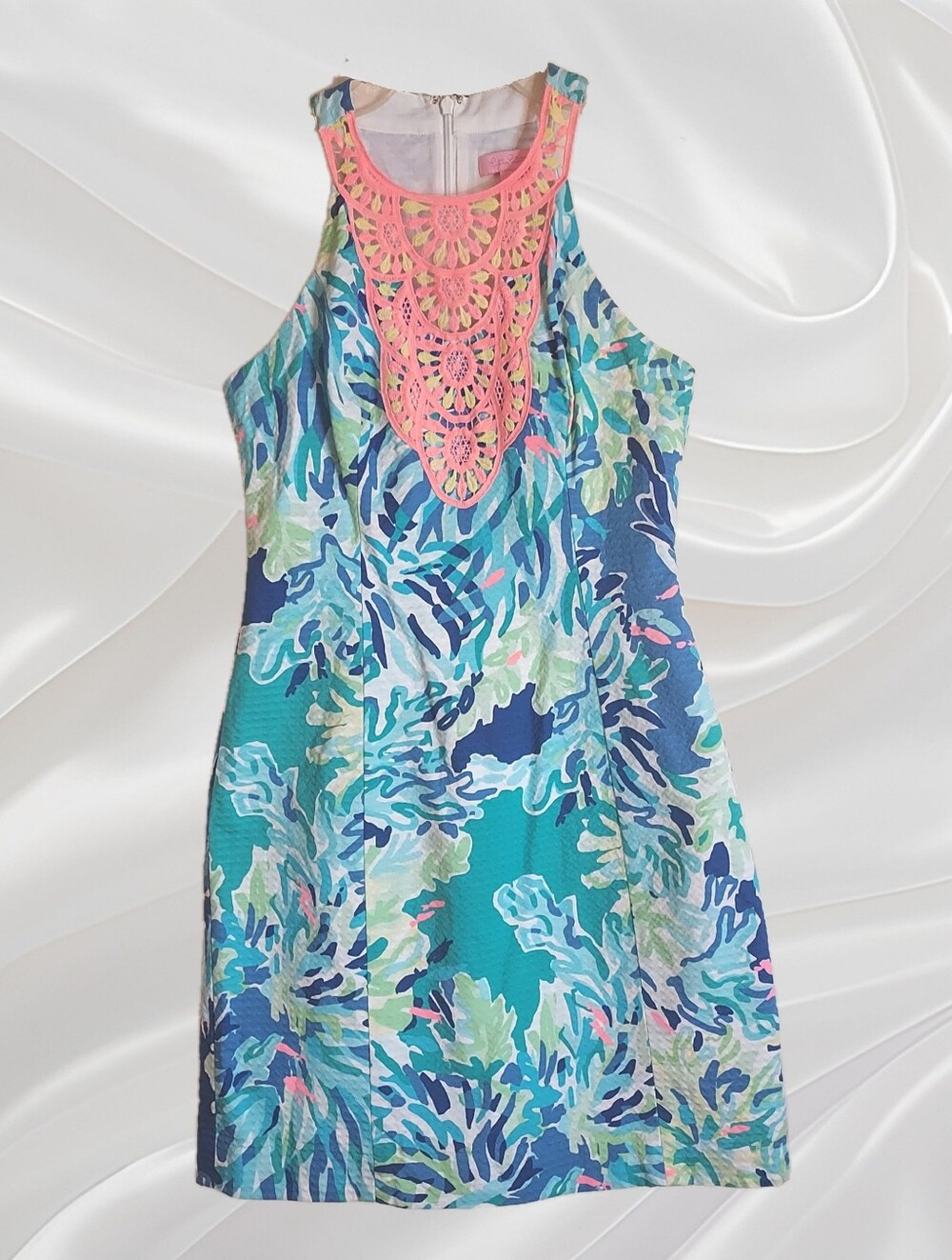 Lilly Pulitzer Blue & Coral Sleeveless Dress Size 00